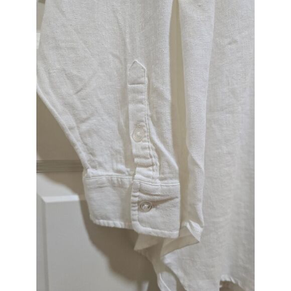 Nine West White Linen Blend Button Down Shirt NWT Women's Size L Relaxed Fit - Picture 3 of 8